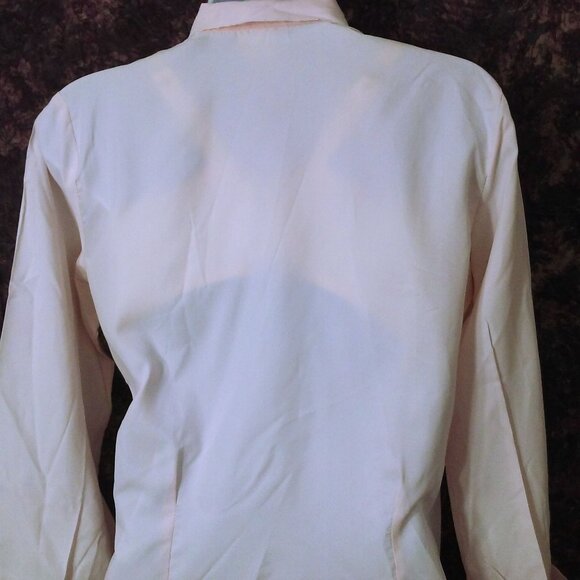 Vintage 60s Blouse Fitted Top Lady-10/12 Collar Semi-Sheer Cufflink Surgeon LSL - Picture 12 of 12